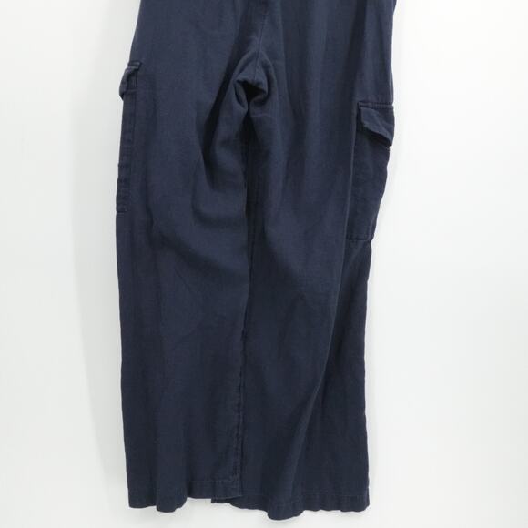 Abercombie Fitch Pants Womens Medium Blue Cargo Linen Blend Ultra Wide Leg - Picture 9 of 13